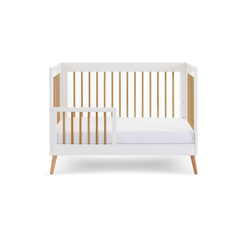 Maya Mini Cot Bed - White with Natural