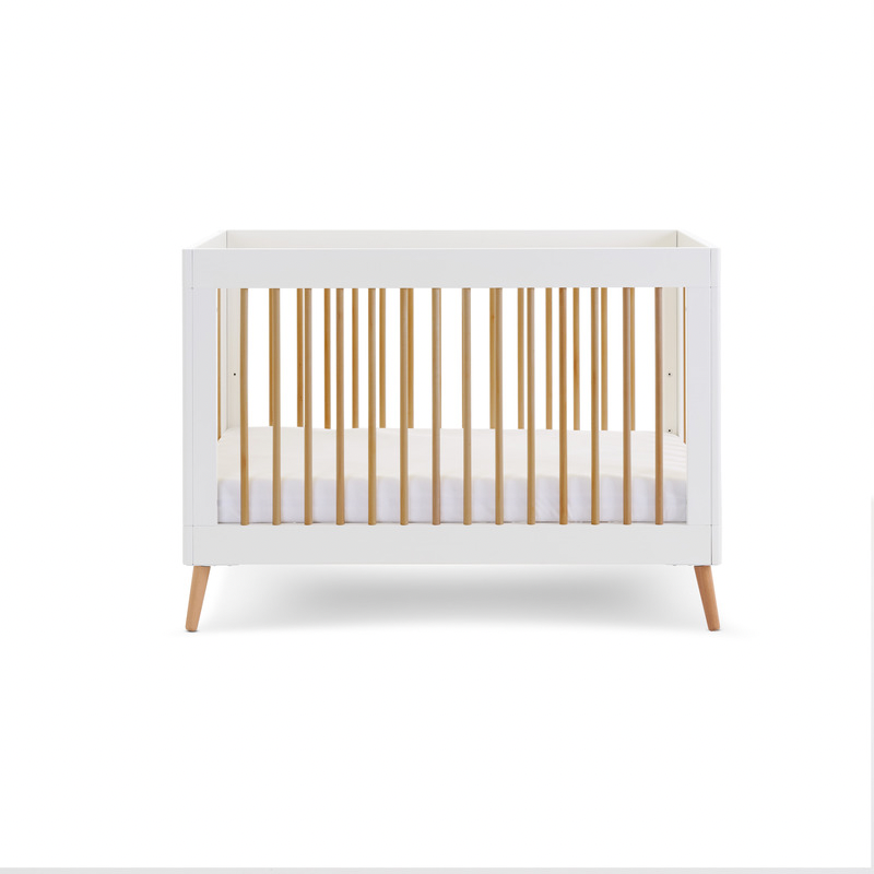 Maya Mini Cot Bed - White with Natural