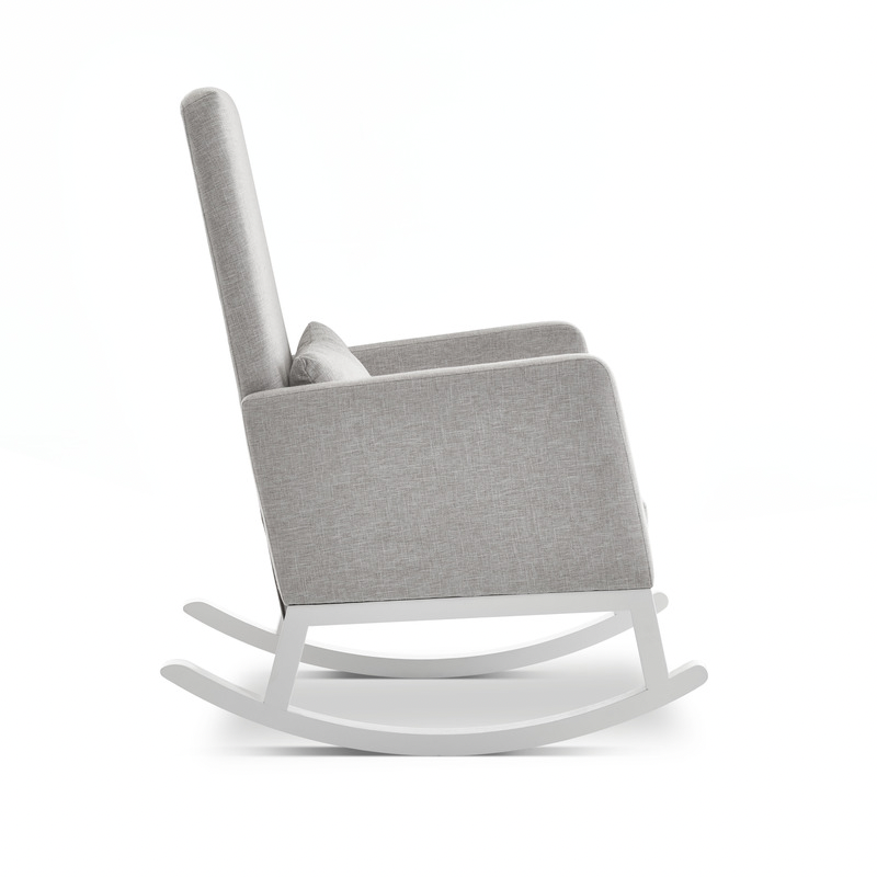 High Back Rocking Chair - White with Stone