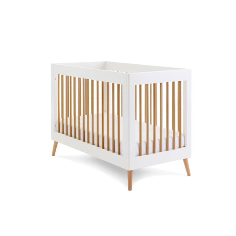 Maya Mini Cot Bed - White with Natural