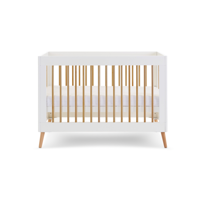 Maya Mini Cot Bed - White with Natural