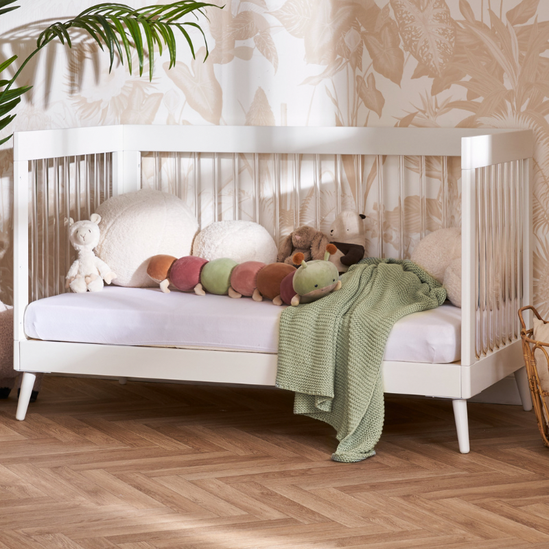 Maya Cot Bed - White with Acrylic