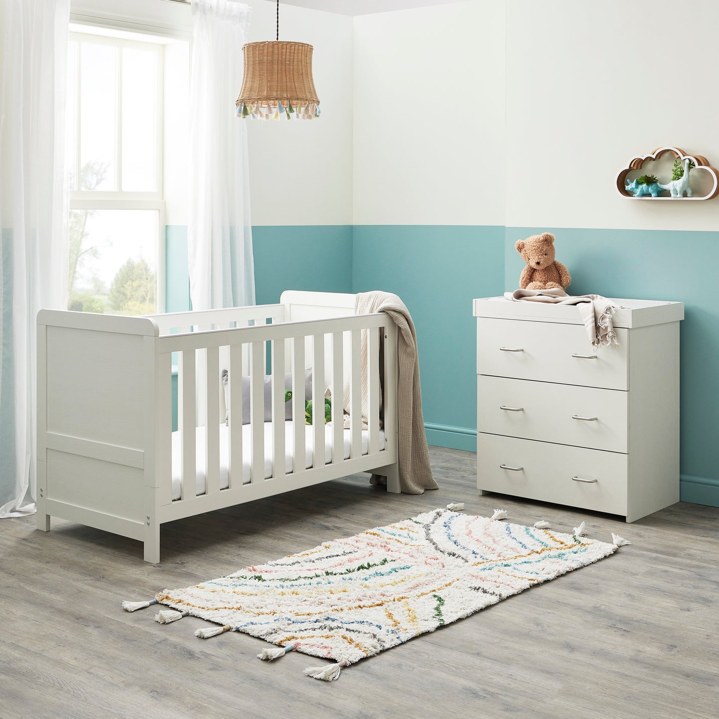 Caro 2 Piece Nursery Room Set - White Wash