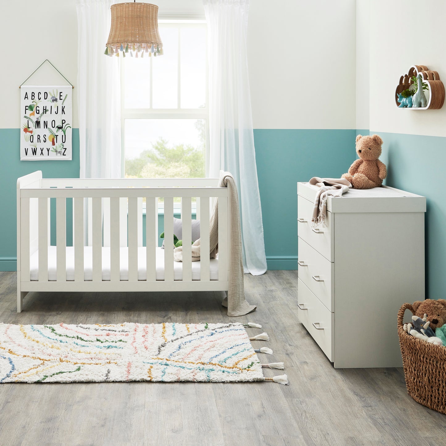 Caro 2 Piece Nursery Room Set - White Wash