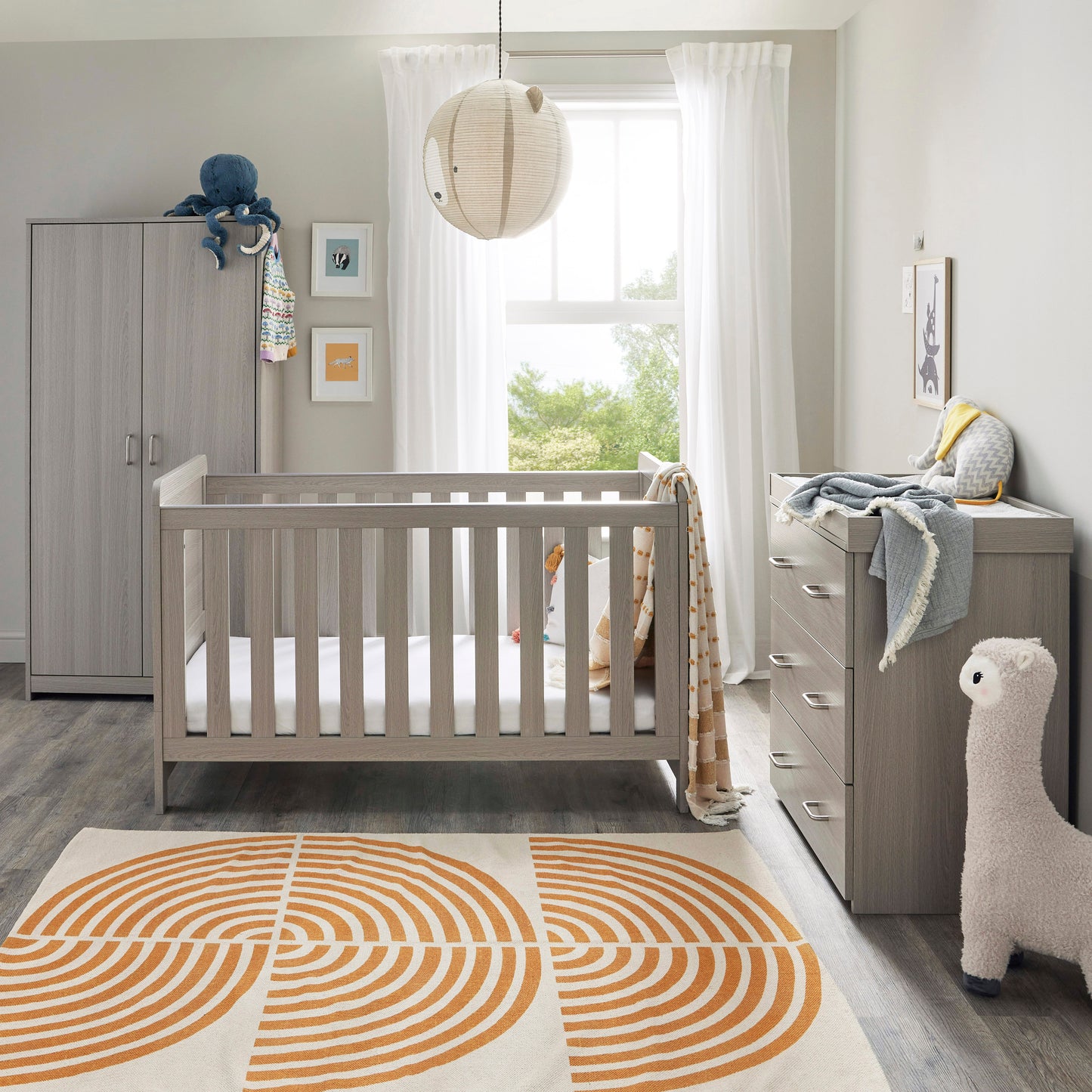 Caro 3 Piece Nursery Room Set - Grey Wash