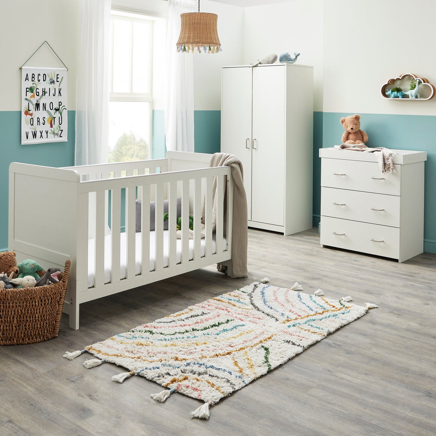 Caro 3 Piece Nursery Room Set - White Wash