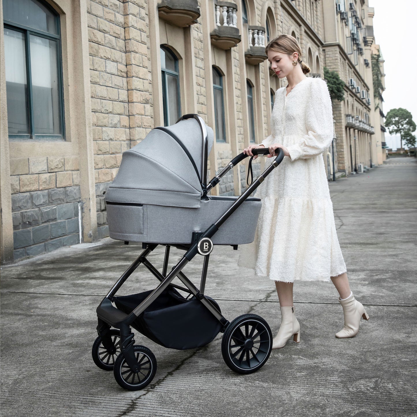 Chia Pram Pushchair - Pearl Grey