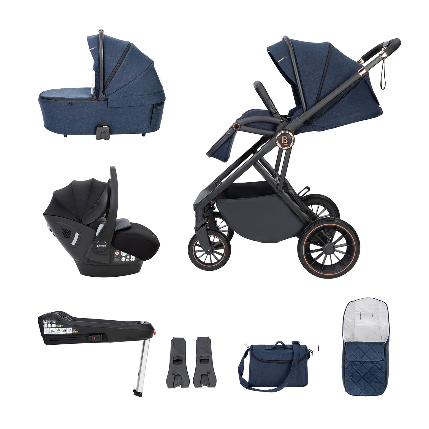 Chia Travel System Pecan with Base - Midnight Blue