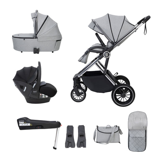 Chia Travel System Pecan with Base - Pearl Grey