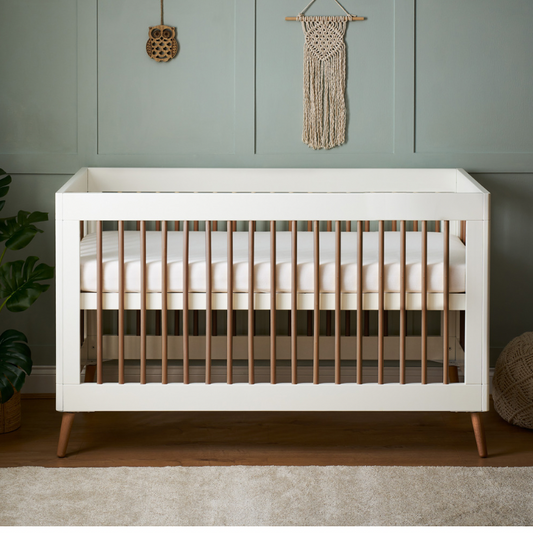 Maya Cot Bed - White with Natural