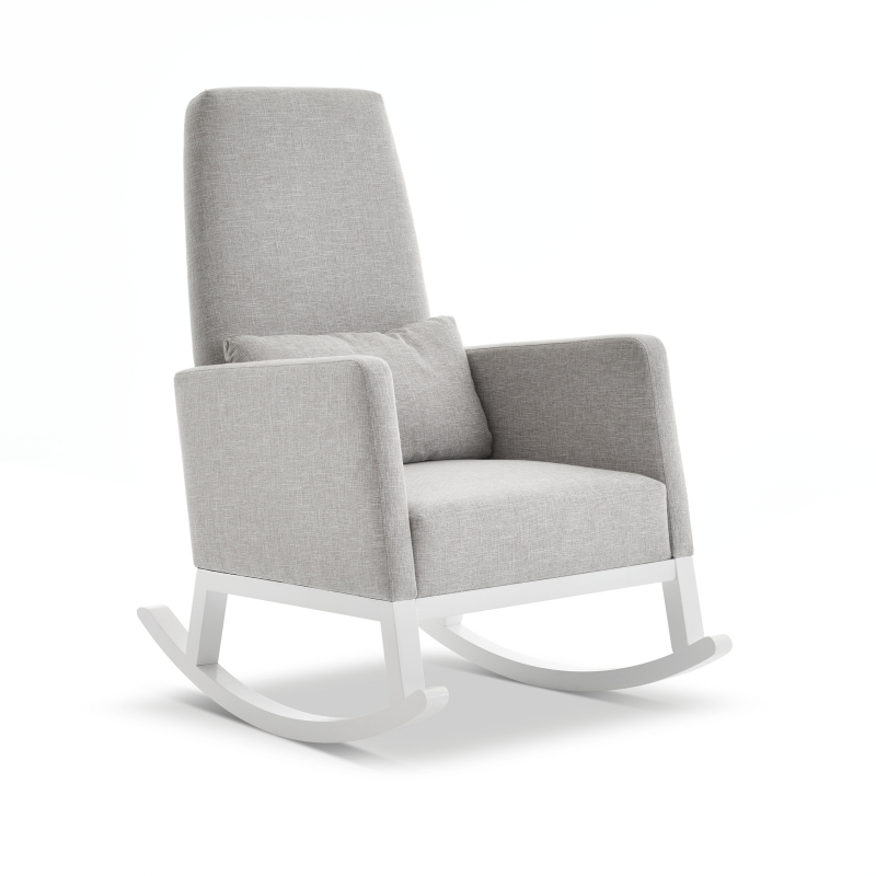 High Back Rocking Chair - White with Stone