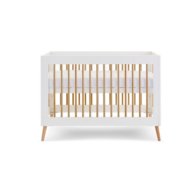 Maya Mini Cot Bed - White with Natural