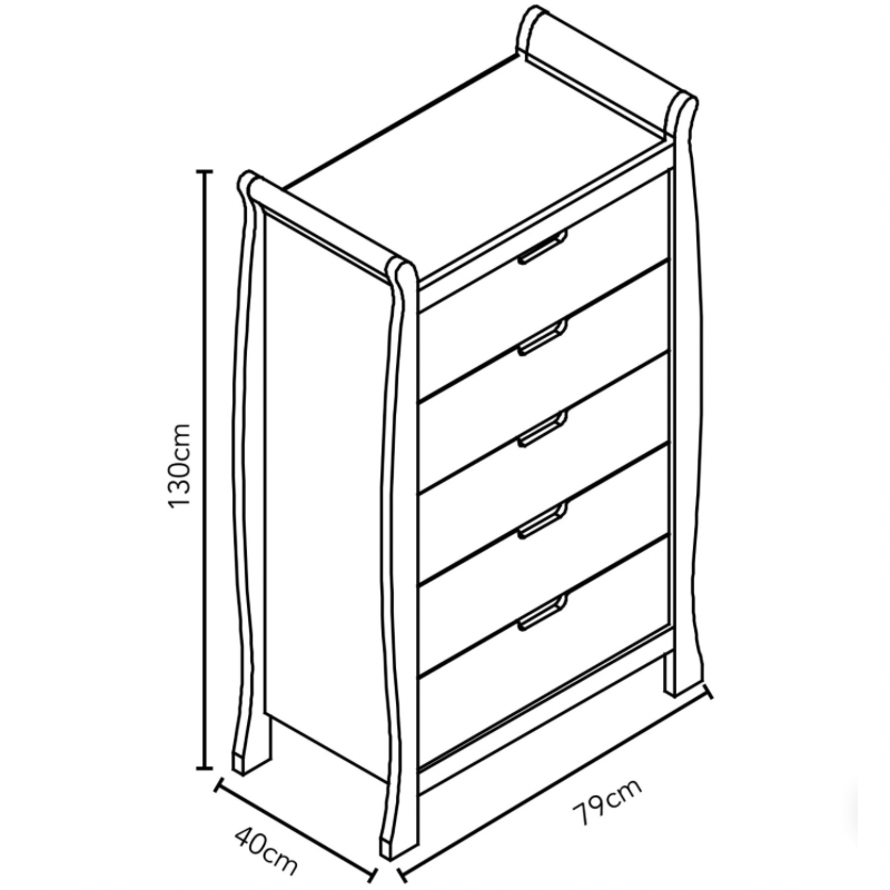 Stamford Sleigh Tall Chest of Drawers - White