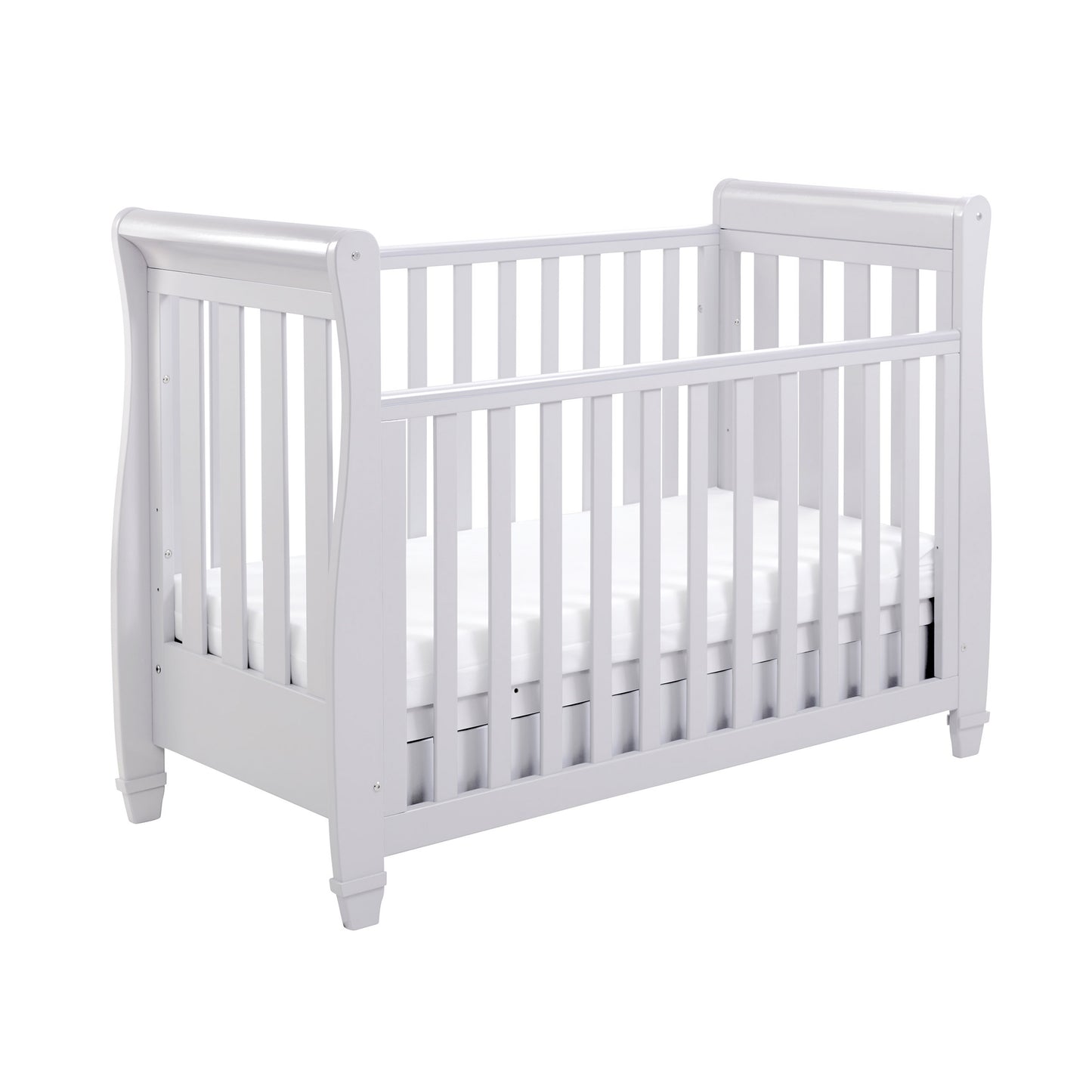 Babymore Eva Sleigh Cot Bed Drop Side with Drawer - Grey