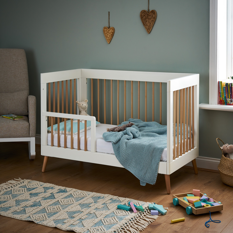 Maya Mini Cot Bed - White with Natural