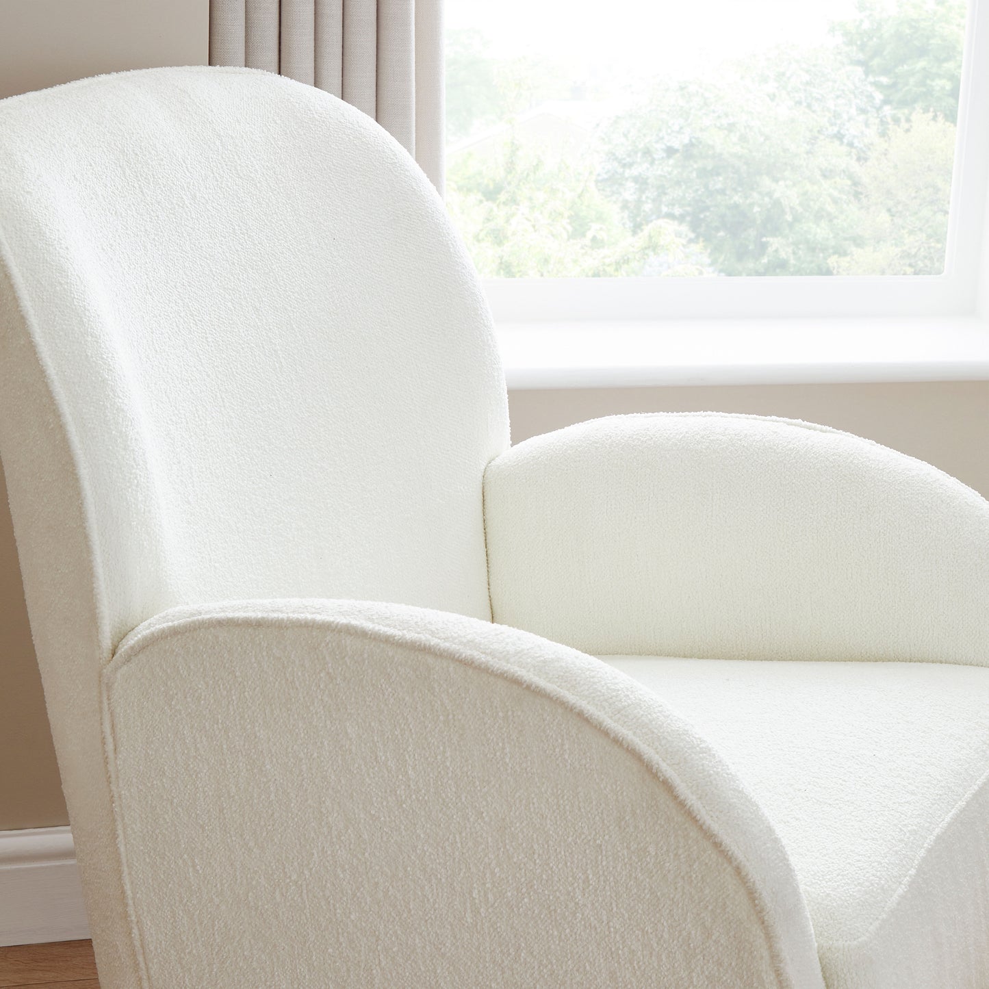 Freya Nursing Chair with Stool - Off White Bouclé