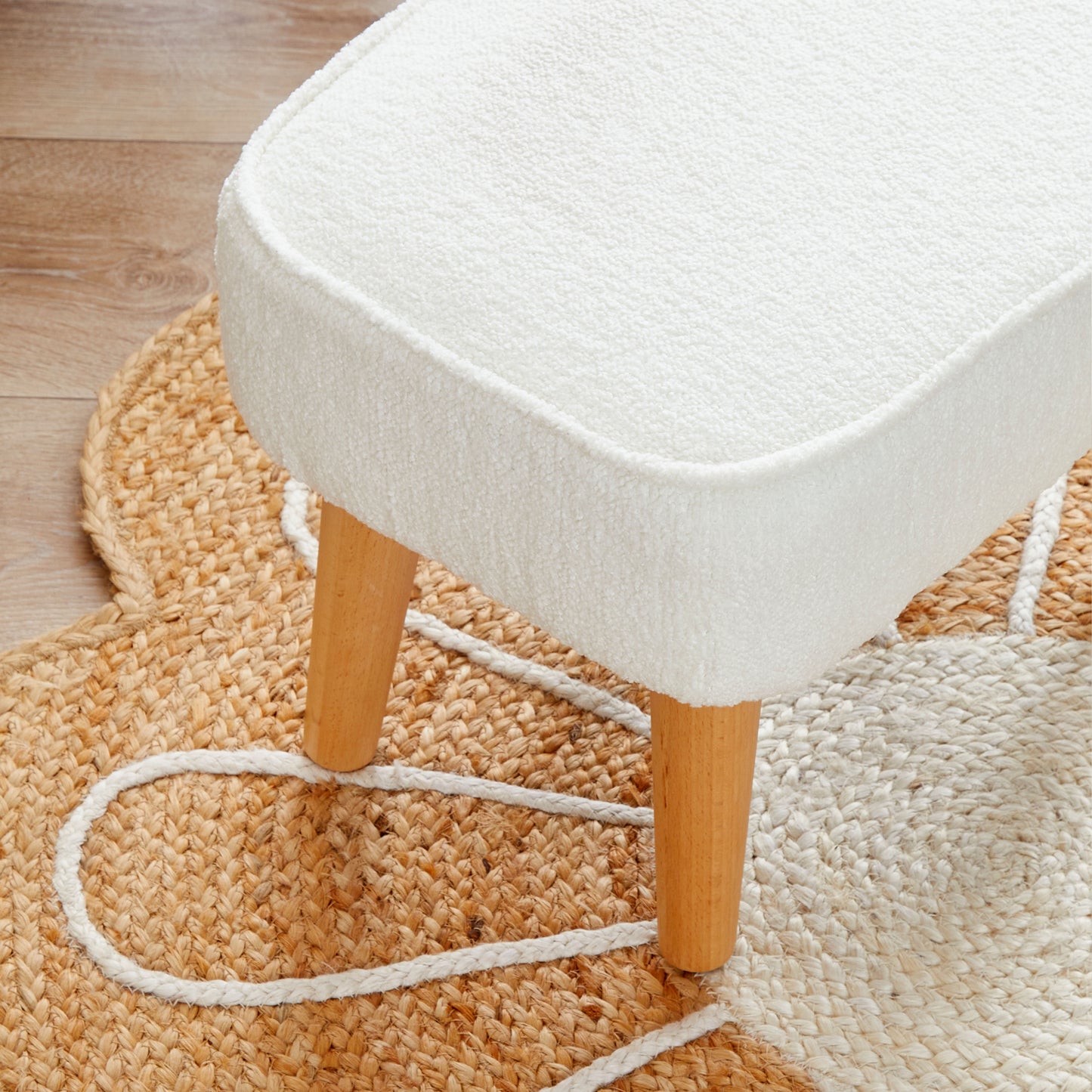 Freya Nursing Chair with Stool - Off White Bouclé