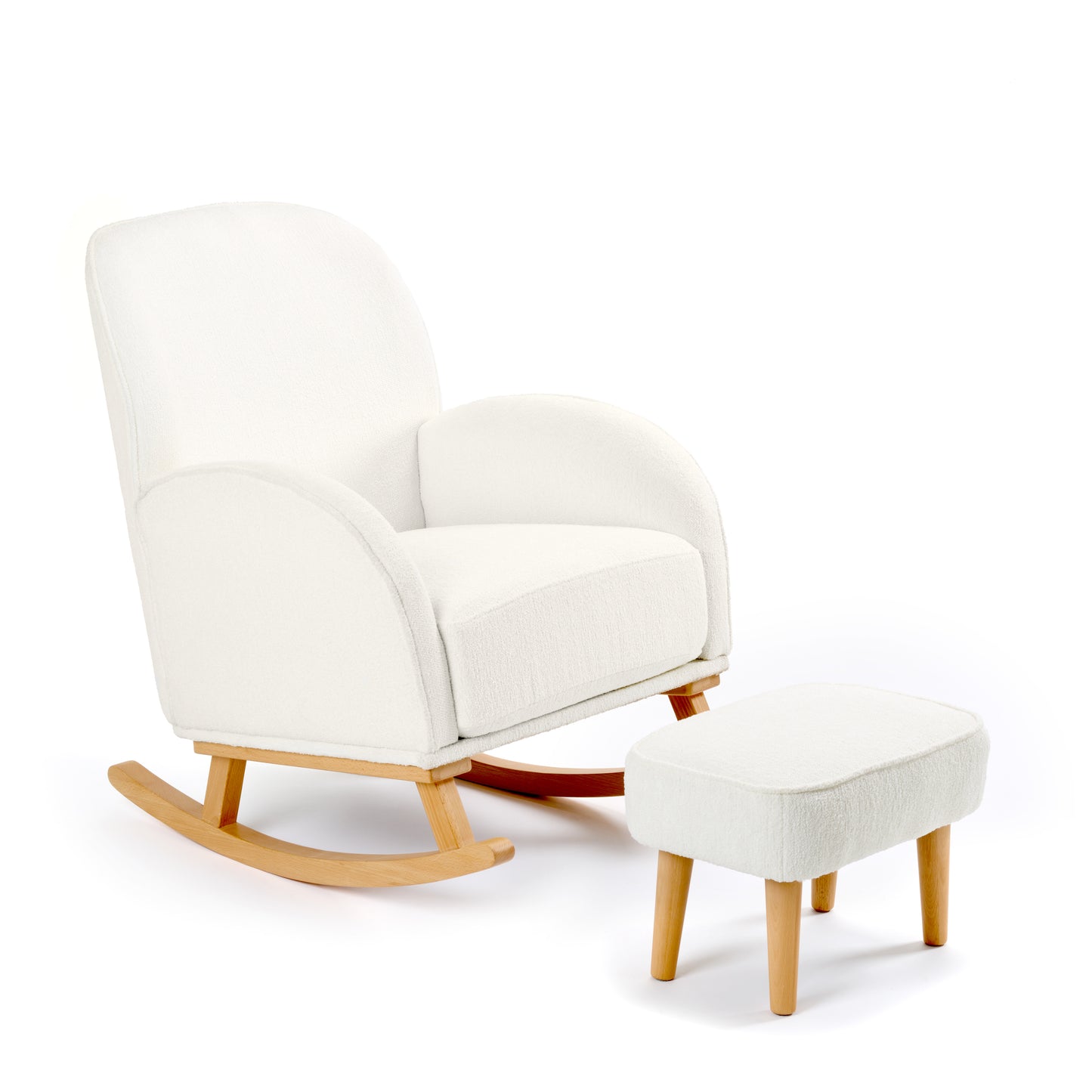 Freya Nursing Chair with Stool - Off White Bouclé