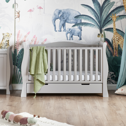 Stamford Luxe Sleigh Cot Bed - Warm Grey