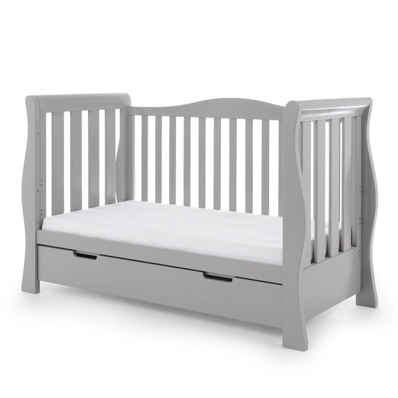 Stamford Luxe Sleigh Cot Bed - Warm Grey