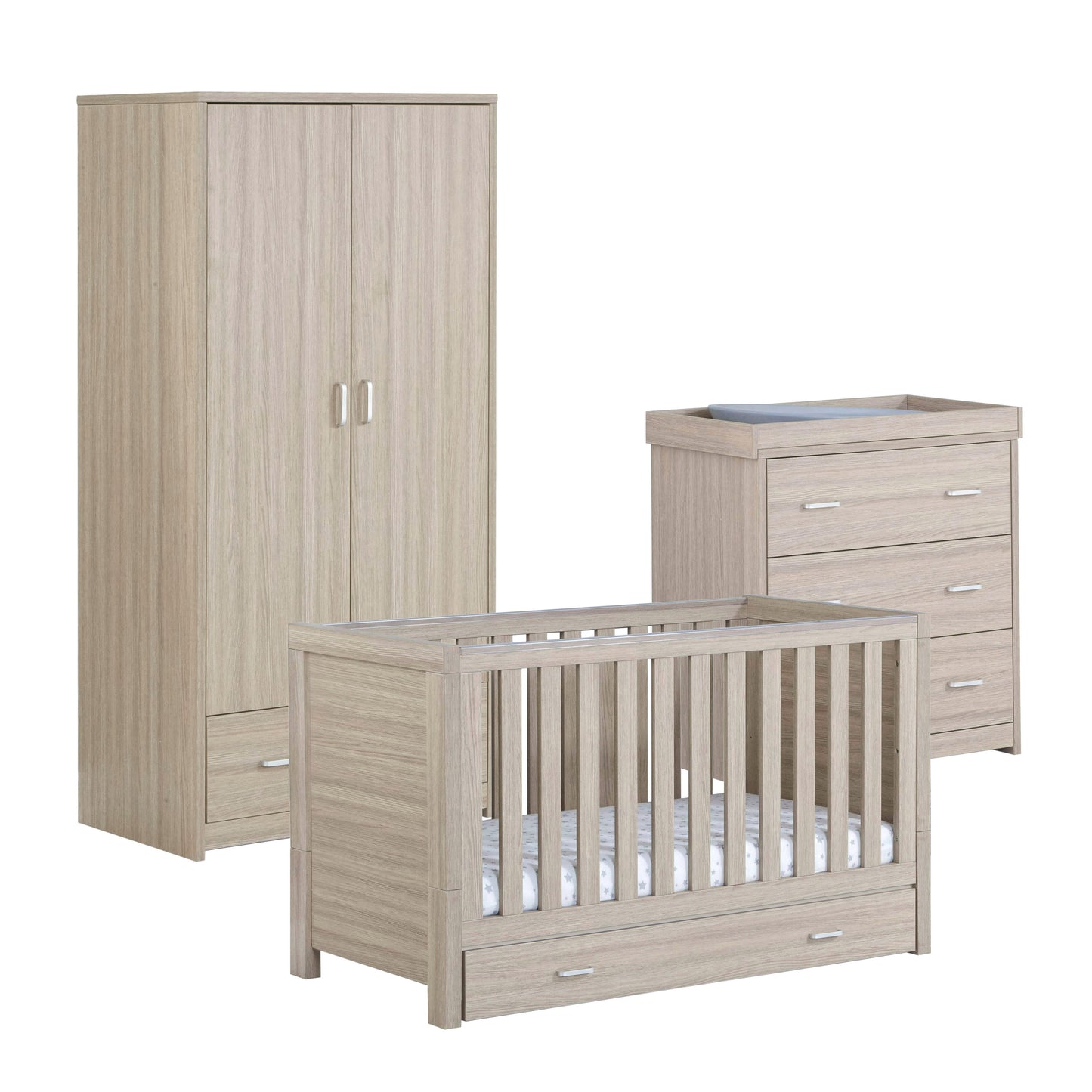 Luno 3 Piece Room Set with Drawer - Oak