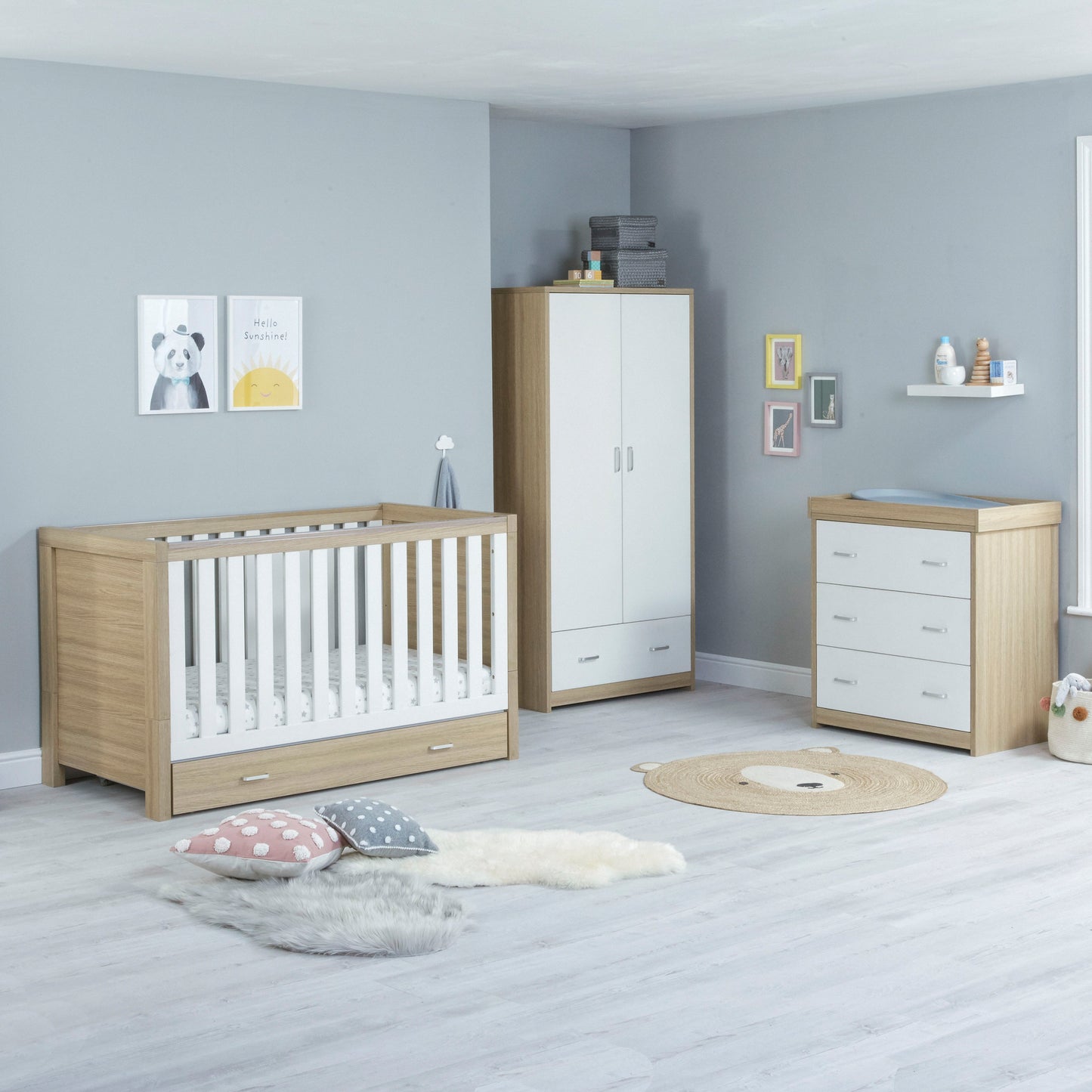 Luno 3 Piece Room Set with Drawer - Oak White