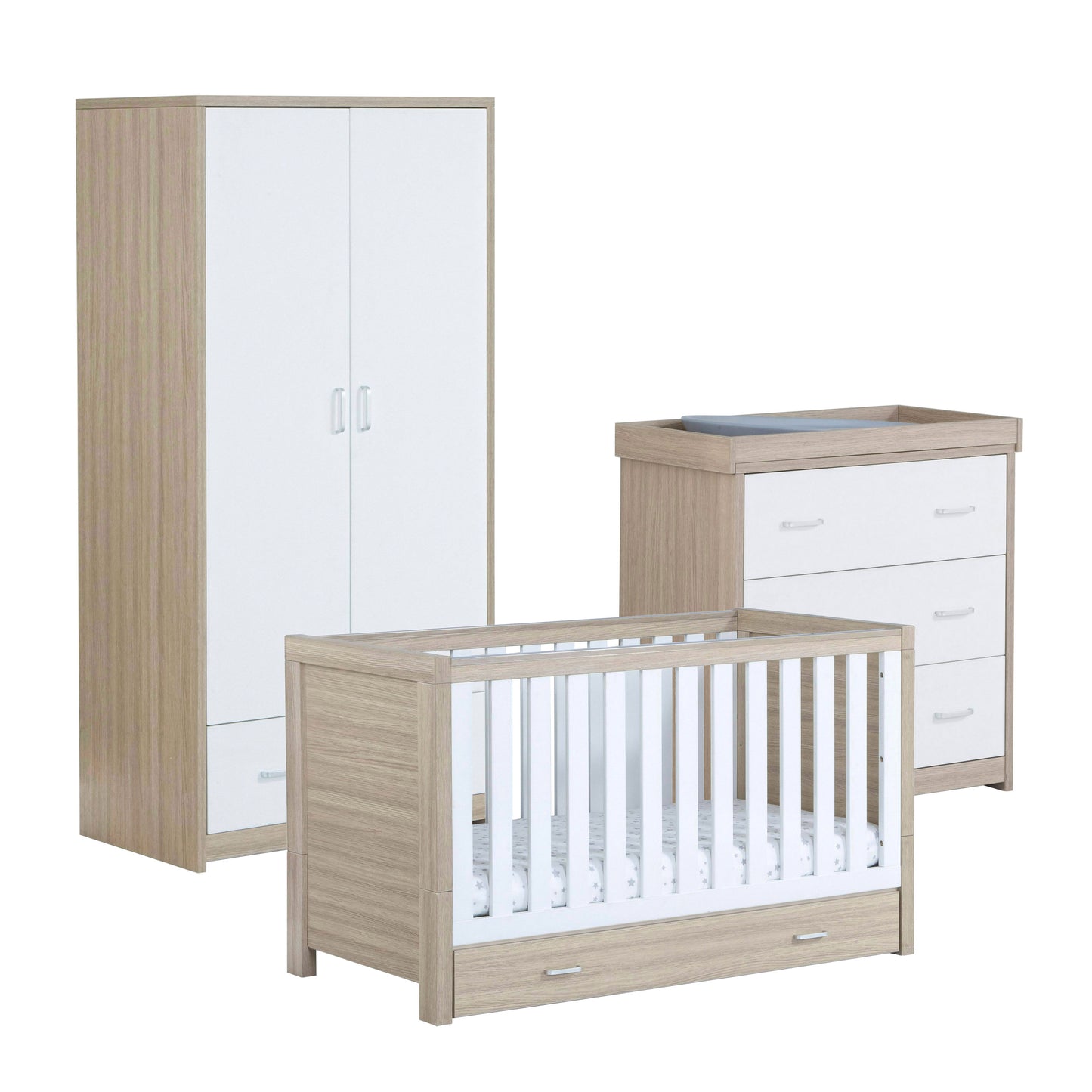 Luno 3 Piece Room Set with Drawer - Oak White