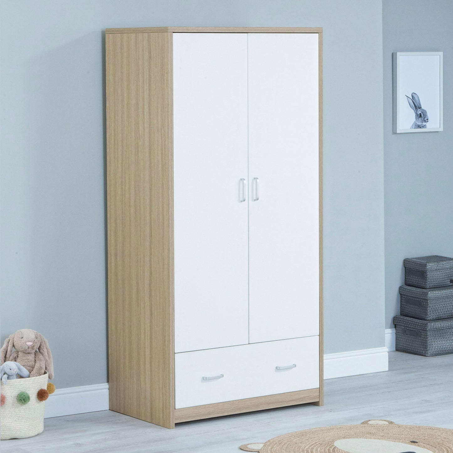 Babymore Luno Veni Nursery Wardrobe - Oak White