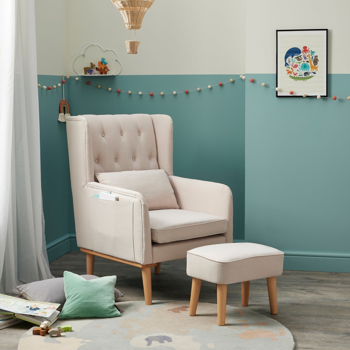 Lux Nursing Chair with Stool - Cream