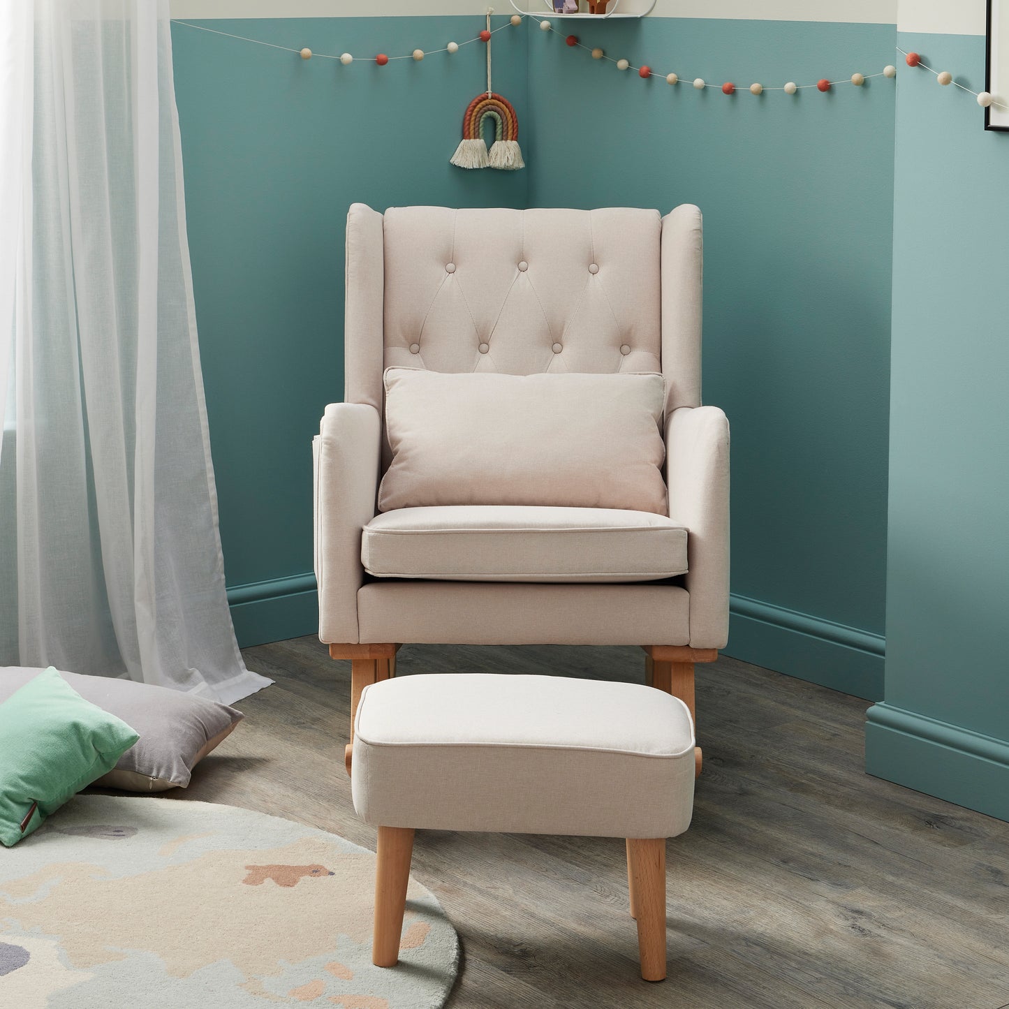 Lux Nursing Chair with Stool - Cream