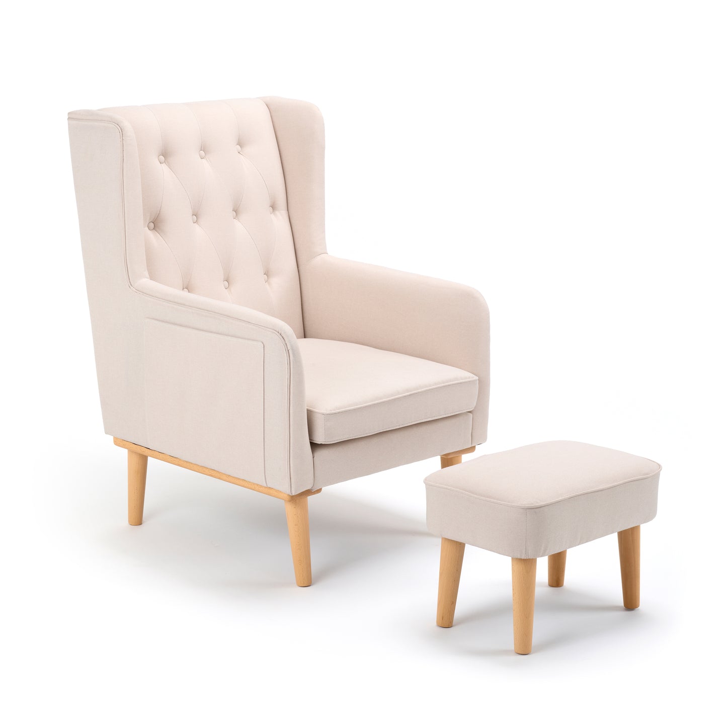 Lux Nursing Chair with Stool - Cream