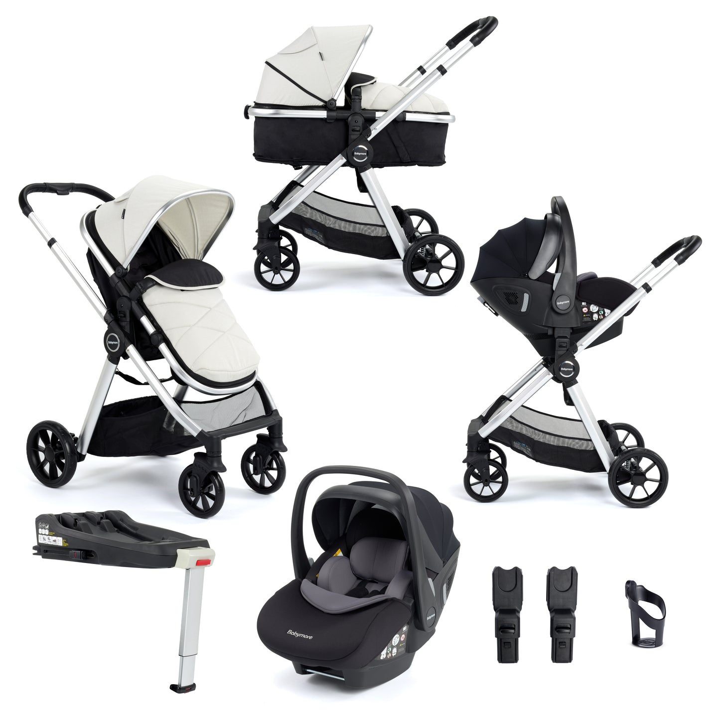 Mimi Travel System Pecan with Base - Silver